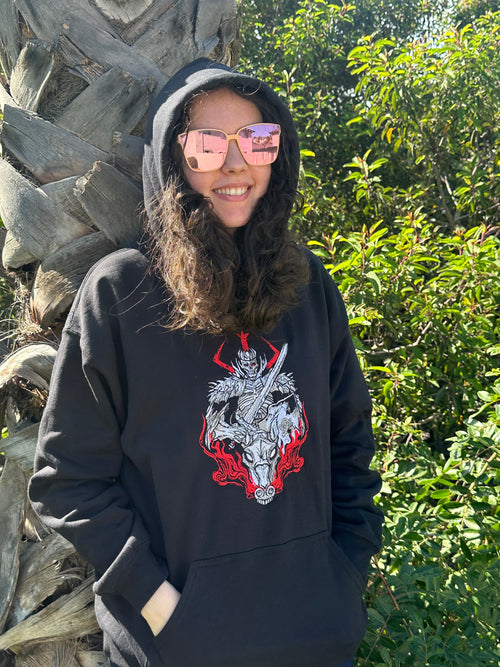 Skull knight embroidered hoodie
